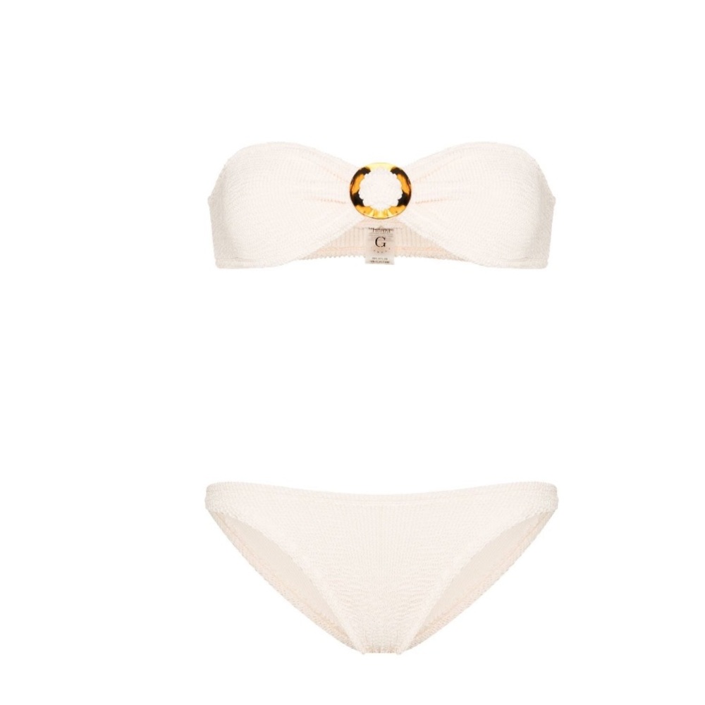 Hunza G Crinkle Flora Bikini Set Blush NWT